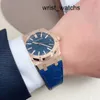 Женские наручные часы с кристаллами AP Наручные часы Мужские часы Royal Oak Series 15510OR Розовое золото Синяя пластина Автоматические механические мужские модные повседневные деловые часы