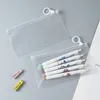 Estojo de lápis transparente PVC à prova d'água Bolsa portátil para viagem de escritório Papelaria LX6365
