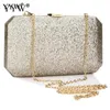YYW -paljett Evening Clutch Chain Crossbody Bags Female Box Clutches Wedding Designer Luxury Purse Gold Sliver Pochette Femme 240223