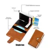 Anpassad RFID Blockering av män plånbok kreditkortshållare läderkort plånbok dubbel metalllåda ID -korthållare pengar klipp handväska