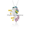 Collane con ciondolo Pendenti con diamanti firmati Collane Gioielli di lusso Collana da donna Cristallo Strass Cavallo Animali Ragazze Fascino con L Dh7Ep