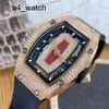 Emozionante orologio da polso Elegance Orologi da polso RM Orologio Labbra rosse piene di stelle Serie da donna Rm07-01 Oro rosa 18 carati Orologi meccanici automatici con diamanti originali famosi