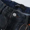 Designer-Herrenjeans der Luxusmarke Purple Man Lila, brandneue High-Street-Trendmarke in schwarz gewaschenem und gemahlenem Weiß mit Graffiti-Spritzer, Slim-Fit-Jeans für Herren