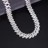 Yu Ying 15 mm szerokość 2Rows Sier Naszyjnik D/VVS Moissanite Diamond Cuban Link Miami