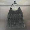 Sacs de soirée À la mode Yani Jupe plissée avec sac de diamant d'eau pour femmes de haute qualité dîner complet anneau en métal sac à main 240227