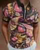 Polos pour hommes Polos ethniques Fleur à manches courtes Chemise de haute qualité Tops Casual T-shirts à fermeture éclair Surdimensionné Streetwear Vêtements pour hommes