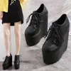 Boots 16cm Hight Platform Autumn Women Ankle Black/White Height Increasing High Heels Punk Style Wedges