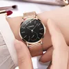 Reloj Mujer Fashion Wrist Quartz titta på kvinnor svarta casual damklänning klockor rosguld mesh rostfritt stål kvinnlig klocka uhr y19244q