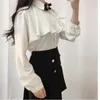 Coreia chique topos blusas estilo japão elegante bonito preppy meninas botão de trabalho camisas brancas retro flhjlwoc moda feminina blusas 240226