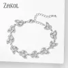 Braccialetti Zakol squisito AAA Cubic Zirconia Charm Change Link Braccialetti Braccialetti per donne eleganti Foglia di lusso Gioielli da sposa da sposa