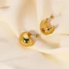 Boucles d'oreilles créoles 2024, petits cerceaux épais et arrondis en acier inoxydable plaqué 14K pour femmes et filles