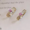 Bagues de cluster Unice Vintage Real 18K Solide Jaune Or AU750 Bijoux Naturel Diamants Coeur Forme Rose Saphir 0.45s pour les femmes