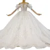 Nowoczesny połysk perły A-line sukienka ślubna klejnot 3D-LACE Ball suknia balowa plus size pociąg ślubny suknia ślubna sukienka vestido de novia rozmiar koloru