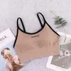 Abbigliamento da yoga Canottiera sportiva Lettera Bellissimo reggiseno sul petto avvolto sul retro Traspirante senza anello in acciaio Intimo con cinturino inferiore per ragazze color caramello