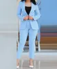 Blazer Womens Suits Eleganckie spodnie długie rękawowe płaszcz Solidny kolor mody wszechstronny, swobodny zestaw letni ubrania Y2K 240227