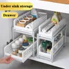 2Tier Under Sink Organizer Kitchen Drawer Bathroom Storage Racks MultiUse SlideOut With Handles Cabinet Organizers 240223