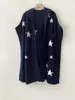 Kadın Örgü Sonbahar ve Kış Kaşmir Dolman Sleep Cape Kapüşonlu Ceket Yıldız Desen Yan Yarık Kadınlar hırka
