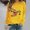 Dameshoodies Kersttruien Base Elk Printing Ronde hals Top Losse casual truien met lange mouwen