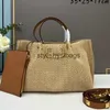 Totes Raffia Handbag Straw Woven Bags Large Capacity Fashion Letter Hollow Out Beach Tote Crossbody Crochet Handbags Studs StrapH24227