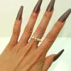 Cluster Rings Korean Fashion Jewelry Open For Girl Elegant Light Gold Color Zircon Wedding Pearl Ring Party Daily 2024227