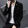 남성복 블레이저 슬림 한 남자 비즈니스 공식 코트 웨딩복 재킷 남성 패션 코듀로이 블레이저 재킷 221125
