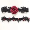 Garters 2Pcs/Set Women Bride Thigh Rings Cloth Rose Flower Lace Embroidery For Rhineston