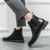 Botas 2023, botines de negocios que combinan con todo, botas Chelsea masculinas elegantes británicas, zapatos casuales de cuero cómodos para hombres, botas formales de vestir sin cordones