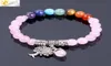 CSJA Natural Rose Crystal Quartz 7 Chakra Gem Stone Bead Bracelet Tree Pendant Prayer Healing Stretch Bangles Women Jewelry F1299217490