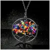 Pendant Necklaces Tree Of Life Necklace Natural Stone Pendum Pendant Link Chain Necklaces Healing Women Crystal Gemstone Jewelry Gift Dhd2G