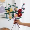 Decorative Flowers 3pcs Hand-Knitted Flower Bouquet Crochet Camellia Valentines Day Wedding Decoration Hand Woven Artificial Dropship