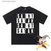 Men's T-Shirts Checkered Printing Saint Michael T-Shirt Men Women Top Quality Oversize Tees T Shirt T240227