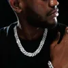 Hiphop mens kubansk halsband tjock 925 sterling silver 15mm labb diamant d vvs moissanite kubansk kedjehalsband