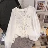 Women's Vests French Super Immortal Style Hollow Hook Flower Knitwear Loose And Slim V-neck Soft Glutinous Sweater Coat Wholesale