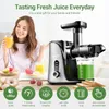 Juicer Machines, AMZCHEF Slow Masticating Juicer, Juicer met twee snelheidsmodi, Reisflessen (500 ml), LED-display, Gemakkelijk te reinigen borstel Stille motor voor groenten Fruit