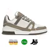 OG präglade designerskor Kvinnor Mens Luxury Virgil Denim Abloh Pink Blue White Black Calfskin Leather Trainer Loafers Platform Låg slappna sneakers