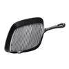 Pans Steak Skillet Non-stick Uncoated Frying Square Striped Steak-Frying Cast Iron Pot