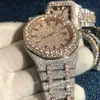 Diamants Ap Vvs Moissanite Montre Iced 2023 Out Montre-bracelet Top Qualité Eta Montres De Luxe Or Rose Argent 2 Tons Cas Pass Test Automatique Iced Out Montre Emmawatch