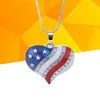 Collane con ciondolo Collana a cuore con bandiera americana USA 4 luglio patriottico per gioielli commemorativi del Giorno dell'Indipendenza