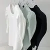 Kvinnors tröjor Spring Summer Fashion Slim Solid Color Sticked Short Pullover Kvinnor O-Neck Puff Sleeve White Black Ladies tröja