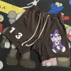 Men's Designer American High Street Trend Hip-hop Loose Sports Pants Summer Capris Distressed Bunny Baby Digital Print Drawstring Outdoor Shorts