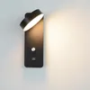 Vägglampa inomhus LED -lampor 9W Dimning med USB Laddningsrum vardagsrum nordiskt modern sängbelysning