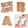 Storage Bottles & Jars Wooden Money Storage Jar Transparent Saving Box 26 English Alphabet Letter Piggy Banks Diy Creative Gift Drop D Dhizn