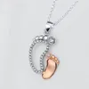 Kristall große kleine Füße Anhänger Halsketten Mama Baby Monther's Day Geschenk Schmuck einfache Charm Kette Neckless Schmuck Gift266n