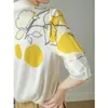 Blouses pour femmes Chemise en mousseline de soie à imprimé floral jaune Printemps Été Mode Blouse 2024 Style coréen À manches longues Casual Femmes Vêtements élégants