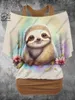 Women's T Shirts PLstar Cosmos 3D Print Cute Raccoon Sloth Rabbit Pattern Fake Two-Piece Tops Casual T-Shirts Harajuku Streetwear