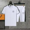 Herrespår t -shirt set lyxiga designers bokstav tryck mode sportkläder kostym män kläder sommar löpning slitage skjorta korta ärmsport två stycken kostym