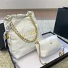 22 Garbage Bag Fashion Womens Shoulder Bag 38cm Leather Diamond Gold Hardware Metal Buckle Luxury Handbag Matelasse Chain Crossbody Bag Two-Piece Purse Makeup Bags