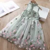 Vestidos de menina meninas vestido roupas de verão hanfu moda infantil vintage fio líquido crianças para escola casamento de 12 anos de idade