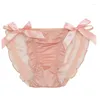 Mutandine da donna in pizzo Girly carino slip arricciati Lingerie biancheria intima sexy elastica sottile traslucida a vita bassa