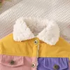 Abrigo De Plumas Chaqueta Acolchada De Algodón Cálido para Niñas Abrigos De Pana De Manga Larga con Solapa A Juego De Colores para Niños